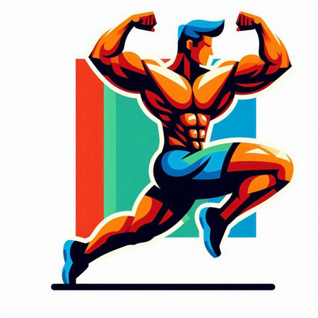 Bodybuilder. Bodybuilder. Vector illustration of a bodybuilder.のイラスト素材