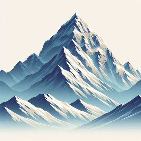 Mountains in the blue sky. Vector illustration of a mountain range.のイラスト素材