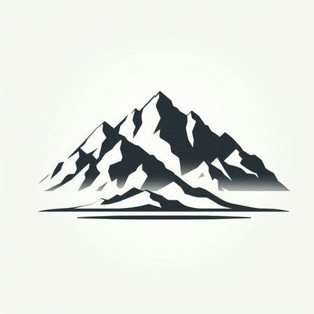 Mountains and lake. Vector illustration of a mountain silhouette on white background.のイラスト素材