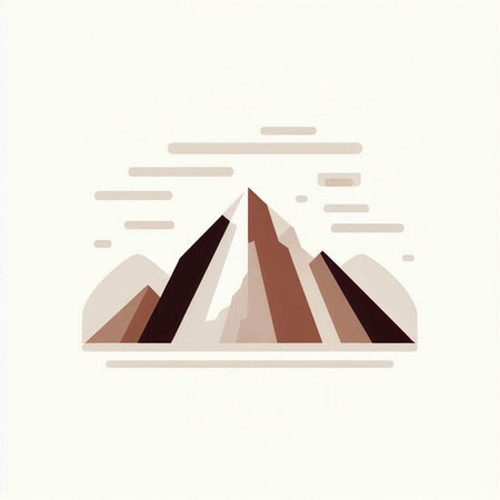 Egyptian pyramids in the desert. Flat style vector illustration.のイラスト素材