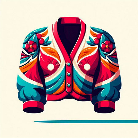 Illustration of a jacket with a floral pattern. Vector illustration.のイラスト素材