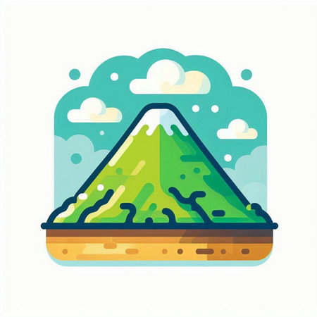 Mountain icon. Vector illustration of a mountain in flat style.のイラスト素材