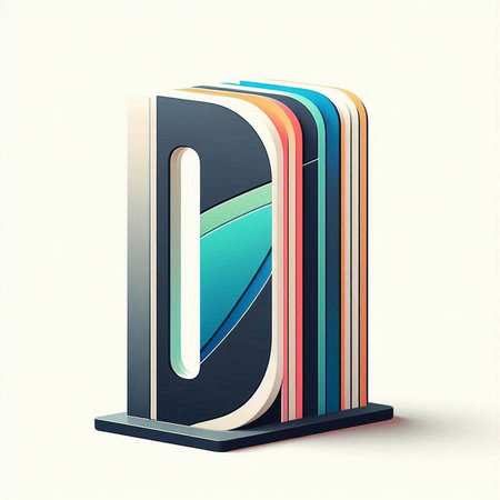 3d font letter O, 3d render blue and black font with shadowのイラスト素材