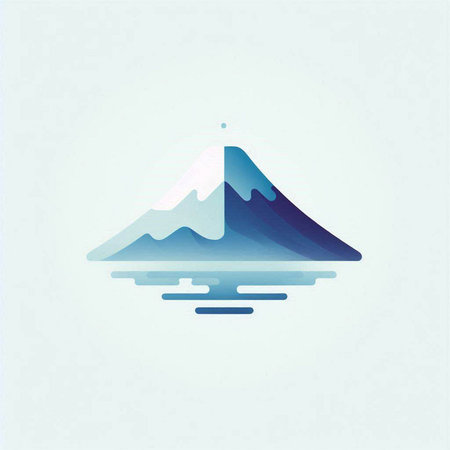 Mountain icon. Vector illustration. Flat design. Blue color.のイラスト素材