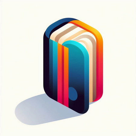 3d isometric icon with colorful stripes and shadow, vector illustrationのイラスト素材