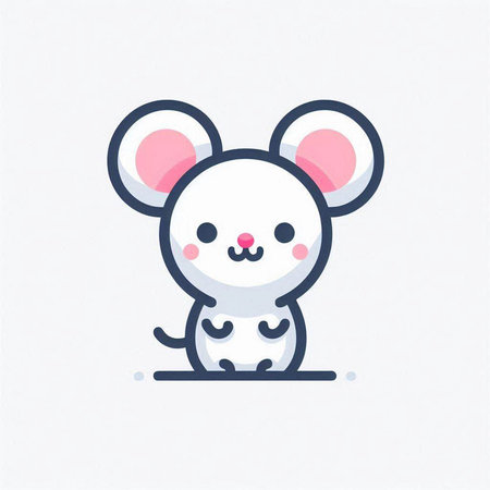 Cute mouse icon. Vector illustration in flat style. Isolated on white background.のイラスト素材