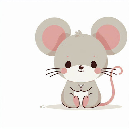 Cute cartoon mouse on white background. Vector illustration for your designのイラスト素材