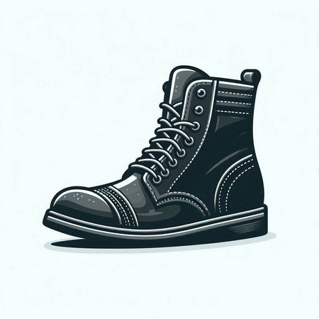 Stylized vector illustration of a pair of black leather shoes.のイラスト素材