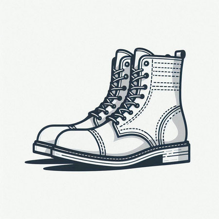 Hand drawn vector illustration of a pair of vintage sneakers. Isolated on white background.のイラスト素材