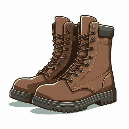 Hiking boots. Isolated on white background. Vector illustration.のイラスト素材