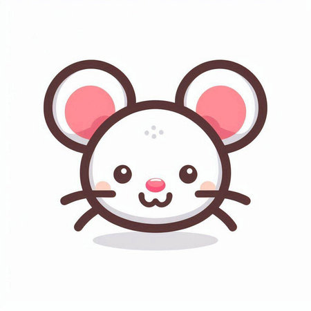 Cute mouse cartoon icon. Vector illustration. Isolated on white background.のイラスト素材