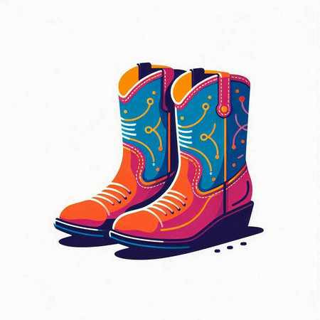 Illustration of cowboy boots. Vector illustration in a flat style.のイラスト素材