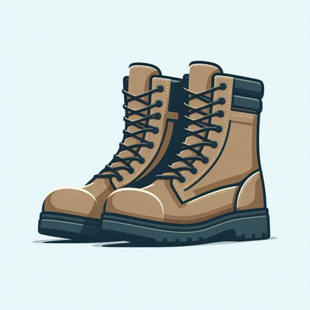 Hiking boots isolated on white background. Vector illustration in cartoon style.のイラスト素材