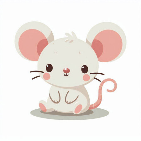 Cute cartoon mouse. Vector illustration isolated on a white background.のイラスト素材