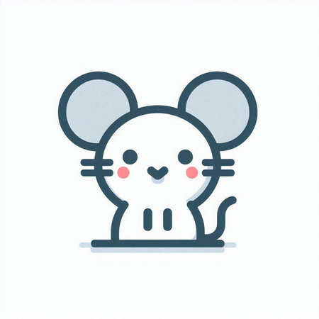 Cute mouse cartoon icon. Isolated on white background. Vector illustration.のイラスト素材