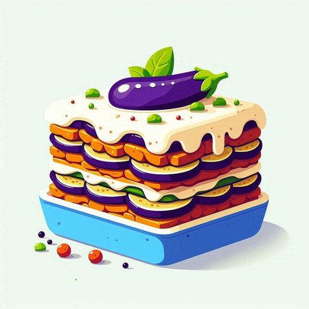 Illustration of a zucchini and eggplant layered cake.のイラスト素材