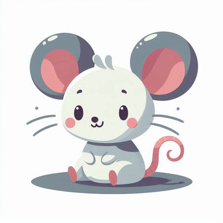 Cute cartoon mouse. Vector illustration isolated on a white background.のイラスト素材