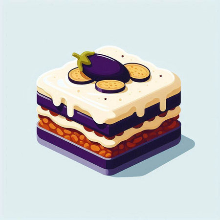 Eggplant cake. Vector illustration of a eggplant cake.のイラスト素材