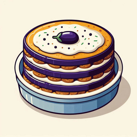 Illustration of a cake in a blue bowl on a white backgroundのイラスト素材