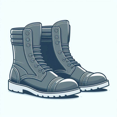 Pair of hiking boots on a white background. Vector illustration.のイラスト素材