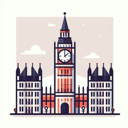 Big Ben and Houses of Parliament, London, UK. Vector illustrationのイラスト素材