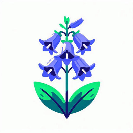 Blue bellflowers isolated on white background. Hand drawn vector illustration.のイラスト素材