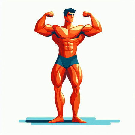 Bodybuilder. Vector illustration of a bodybuilder isolated on white background.のイラスト素材