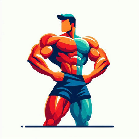 Bodybuilder. Vector illustration of a man with a strong body.のイラスト素材