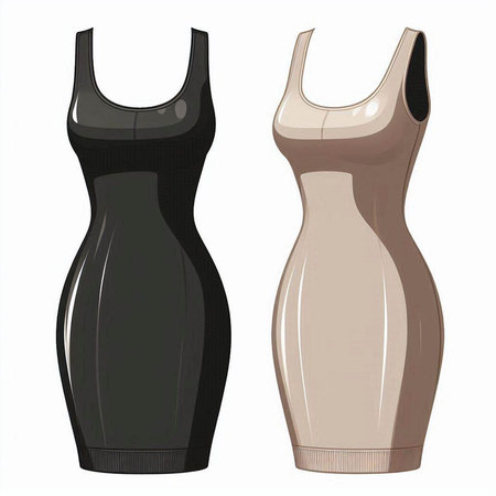 Women's black and beige swimsuit. Vector illustration isolated on white backgroundのイラスト素材