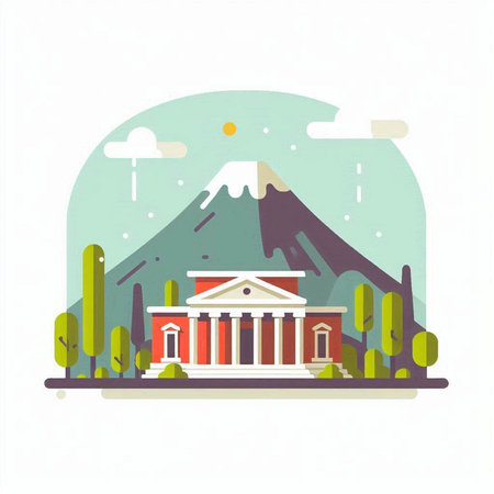 Illustration of the famous building of Athens, Greece. Vector illustration.のイラスト素材