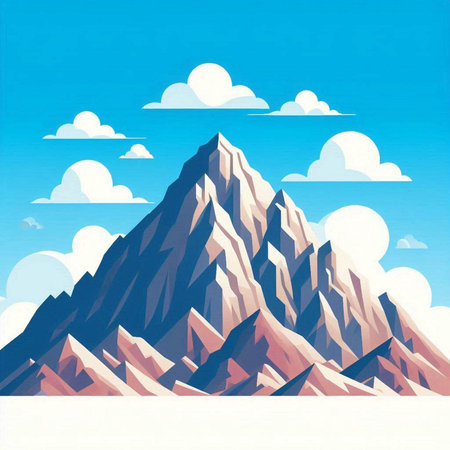 Mountains in the clouds. Vector illustration of a mountain landscape.のイラスト素材