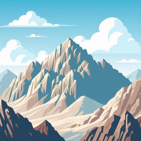Mountains in the clouds. Vector illustration of a mountain landscape.のイラスト素材
