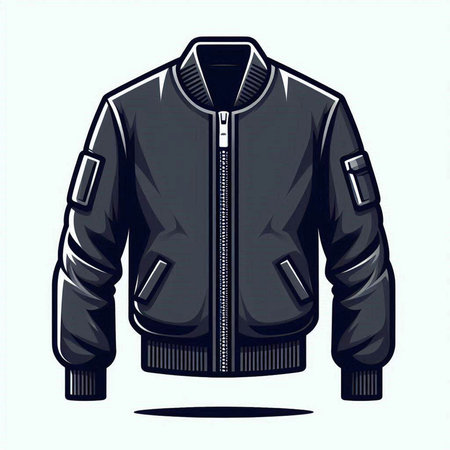 Vector illustration of a black jacket. Isolated on white background.のイラスト素材