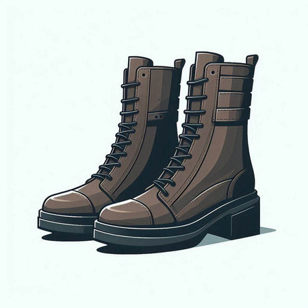Vector illustration of a pair of hiking boots on a white background.のイラスト素材