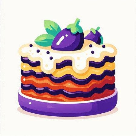 Cake with berries and cream. Vector illustration in cartoon style.のイラスト素材
