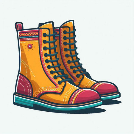 Hand drawn vector illustration of a pair of shoes. Cartoon style.のイラスト素材