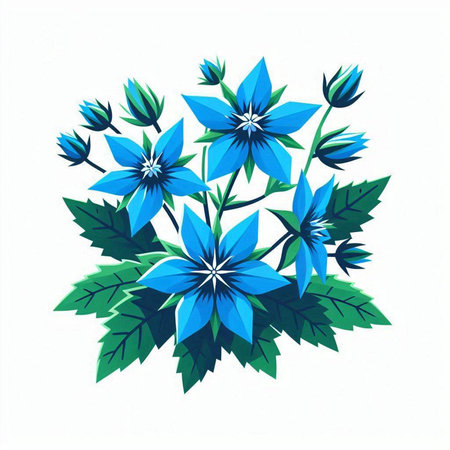blue flower bouquet isolated on a white background. vector illustration.のイラスト素材