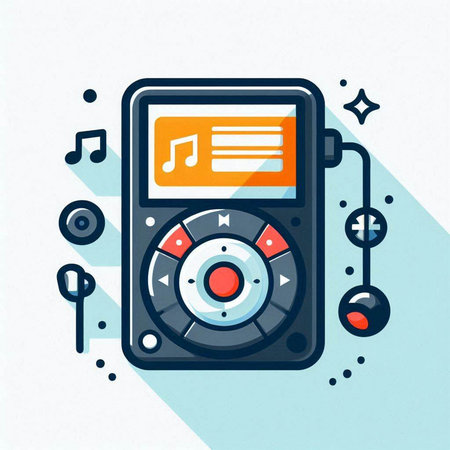 Multimedia player icon in flat design style. Multimedia player vector illustration.のイラスト素材