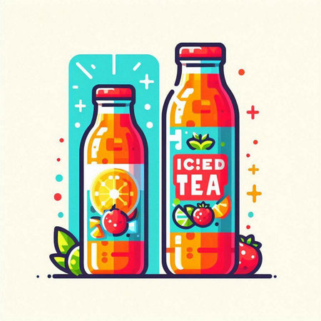 Bottles of tasty smoothies. Vector illustration in flat style.のイラスト素材