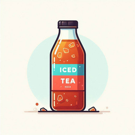 Bottle of cola with ice cubes. Vector illustration in flat style.のイラスト素材