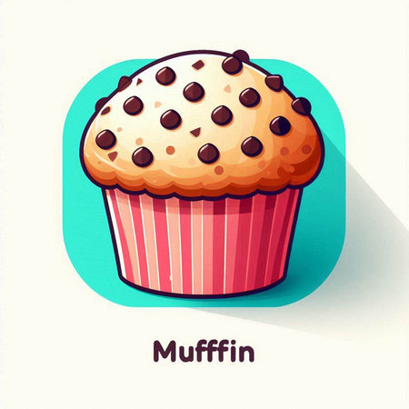 Cupcake icon. Vector illustration of a cupcake with chocolate.のイラスト素材