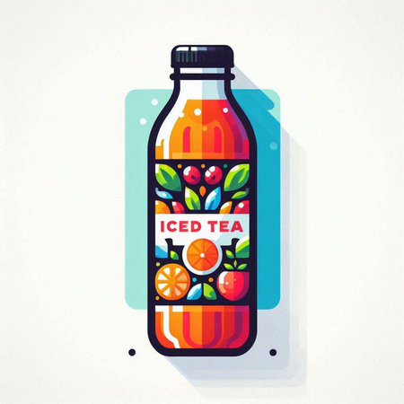 Vector illustration of a bottle of cola with fruits and berries.のイラスト素材