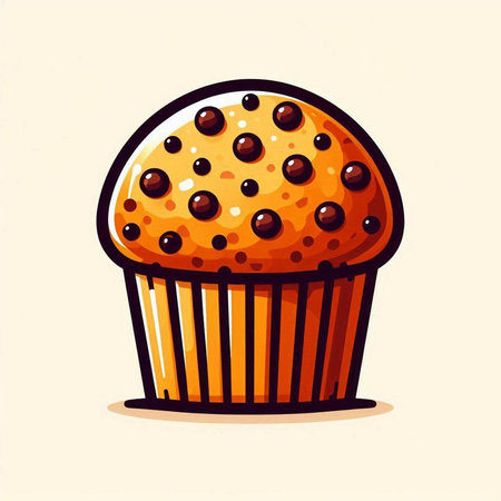 Cupcake. Vector illustration of a muffin in cartoon style.のイラスト素材
