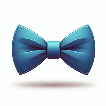 Illustration of a blue bow tie isolated on a white background.のイラスト素材