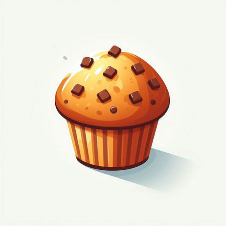 Illustration of a chocolate muffin on a white background, vector illustrationのイラスト素材