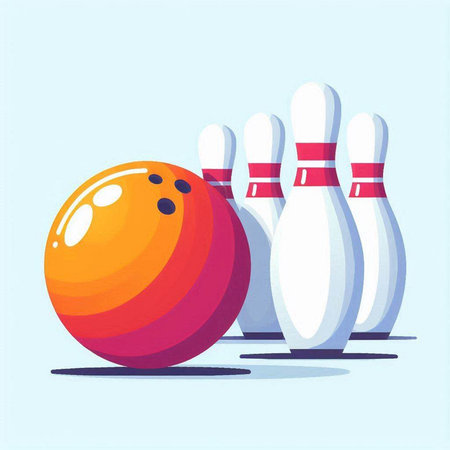 Bowling ball and skittles. Vector illustration of sport equipment.のイラスト素材