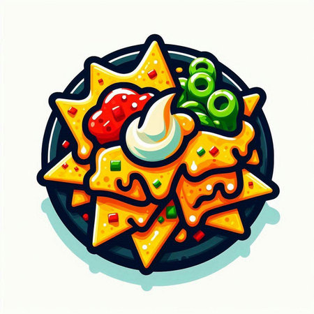 Mexican nachos vector illustration. Traditional mexican food.のイラスト素材