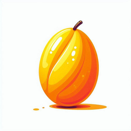 Vector illustration of a ripe yellow apricot on a white backgroundのイラスト素材