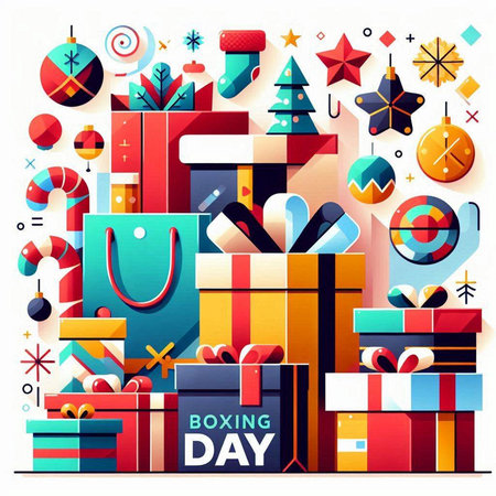 Happy New Year and Merry Christmas. Colorful vector illustration in flat style.のイラスト素材