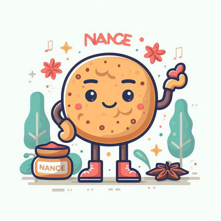 Vector illustration of cookie cartoon character with lettering make me happy.のイラスト素材
